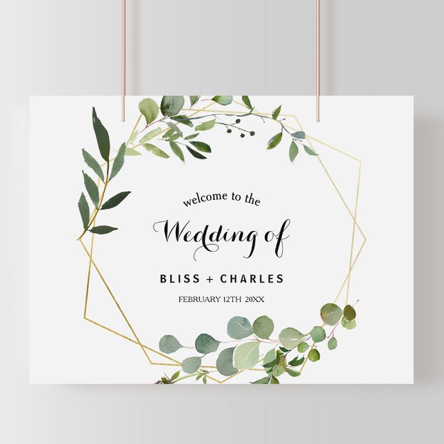 Poster Mariage de bienvenue des Feuilles verts tropicaux (Créateur téléchargé)