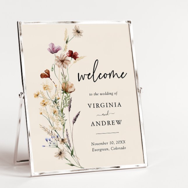 Poster Mariage de bienvenue du Fleur sauvage Boho (Boho Wildflower Welcome Wedding Poster
)