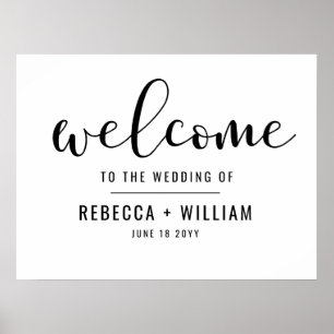 Poster Mariage de bienvenue du script de calligraphie sim