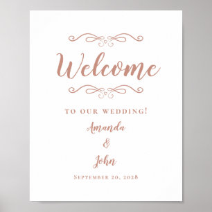 Poster Mariage de bienvenue Elegant Chic Calligraphie Ros