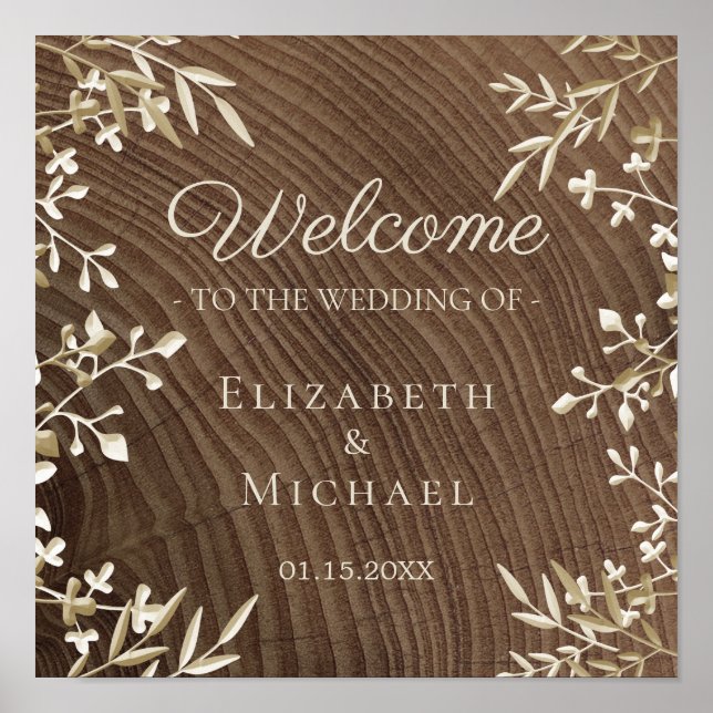 Poster Mariage de bienvenue en bois (Devant)