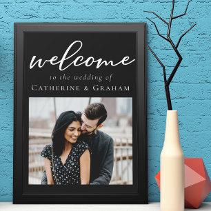 Poster Mariage de bienvenue photo en noir blanc simple