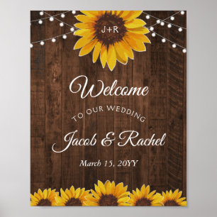 Poster Mariage de bienvenue Rustique Sunflower