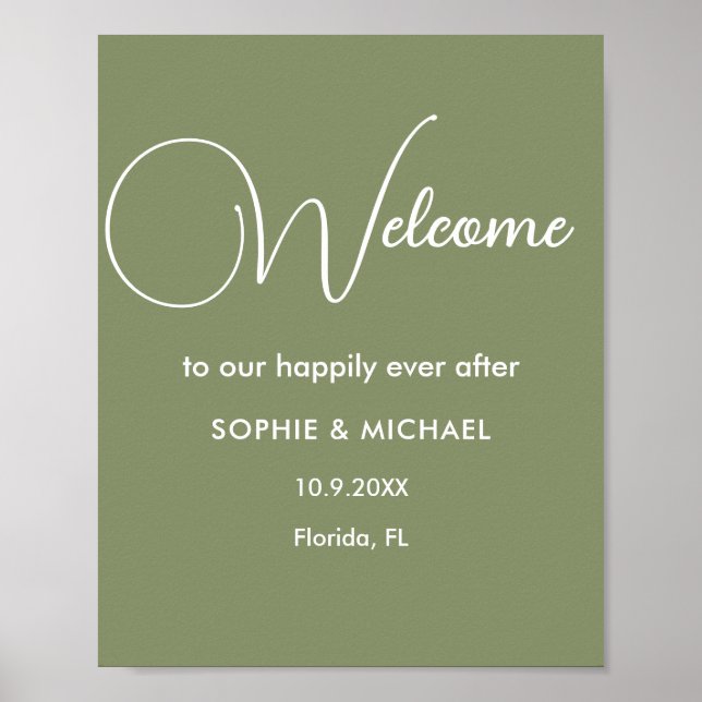 Poster Mariage de bienvenue Sage Green (Devant)