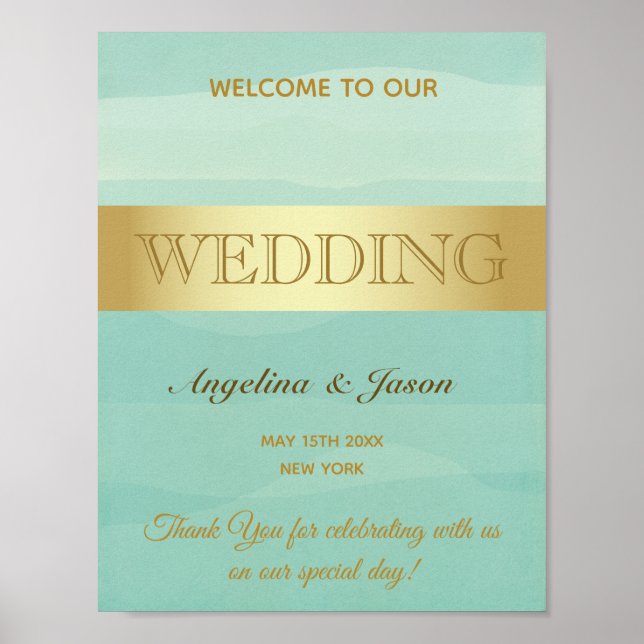 Poster Mariage de bienvenue vert Mint (Devant)