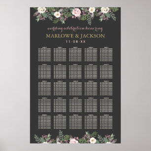 Poster Mariage de Boho floral foncé et moody