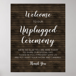 Poster Mariage de bois de grange rustique débranché Signe