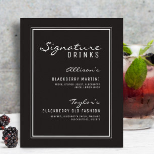 Poster Mariage de boissons minimaliste noir et blanc