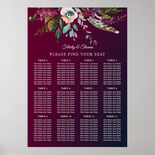 Poster Mariage de Bourgogne Floral Modèle