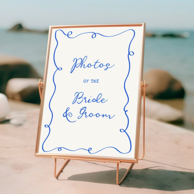 Poster Mariage de cadre bleu dessiné à la main (Créateur téléchargé)