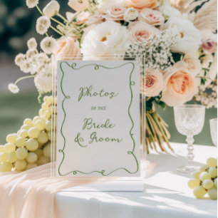 Poster Mariage de cadre vert à main