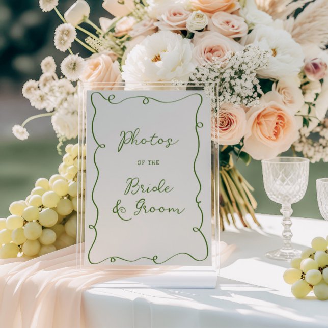 Poster Mariage de cadre vert à main (Créateur téléchargé)