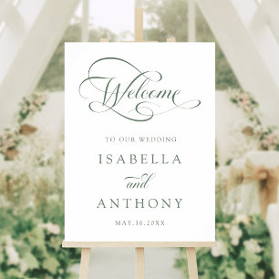 Poster Mariage de calligraphie élégante Sage Green Bienve