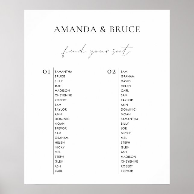 Poster Mariage de calligraphie minimaliste moderne (Devant)