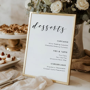 Poster Mariage de calligraphie moderne Desserts Menu Sign