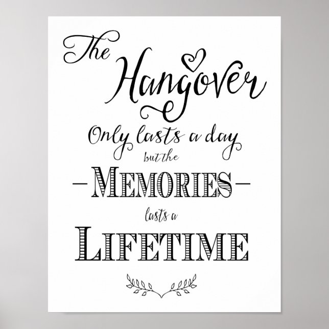 Poster Mariage de calligraphie moderne Hangover Imprimer (Devant)
