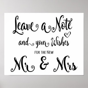 Poster Mariage de calligraphie moderne laisser une note i