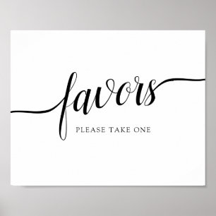 Poster Mariage de calligraphie noir et blanc "Faveurs"