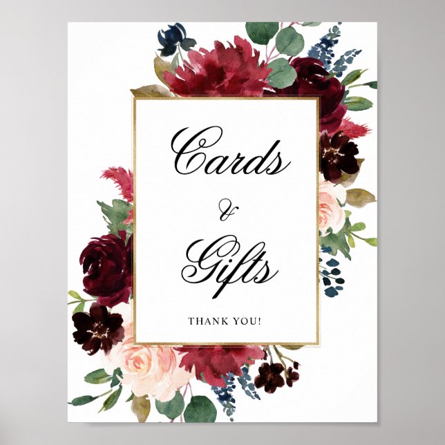 Poster Mariage de cartes et cadeaux floraux de la marine  (Devant)