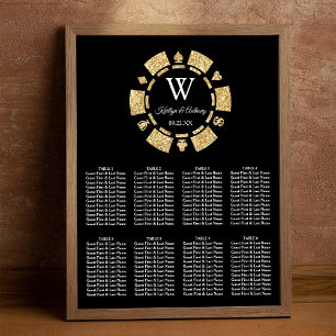 Poster Mariage de casino de jeton de poker de paillettes
