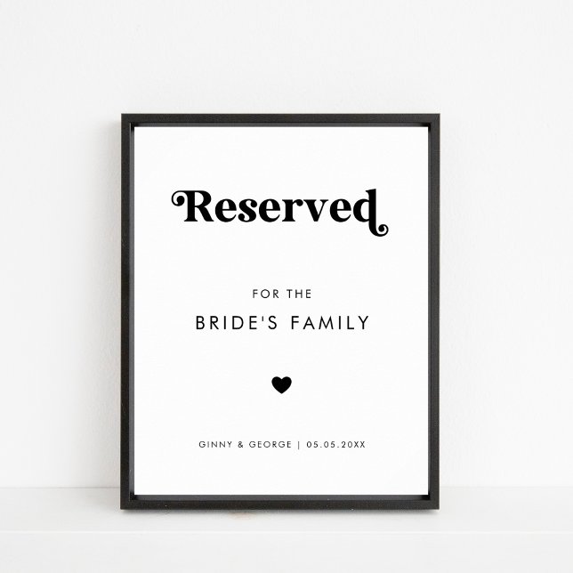 Poster Mariage de coeur de script rétro en gras réservé p (Créateur téléchargé)