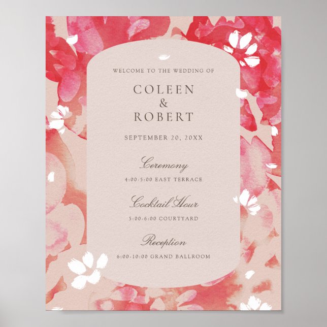 Poster Mariage de corail rose flou rose (Devant)