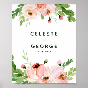 Poster Mariage de couronnes à fleurs rose pâle