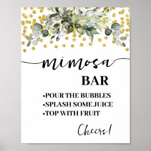 Poster Mariage de Fête des mariées Eucalyptus Gold Mimosa