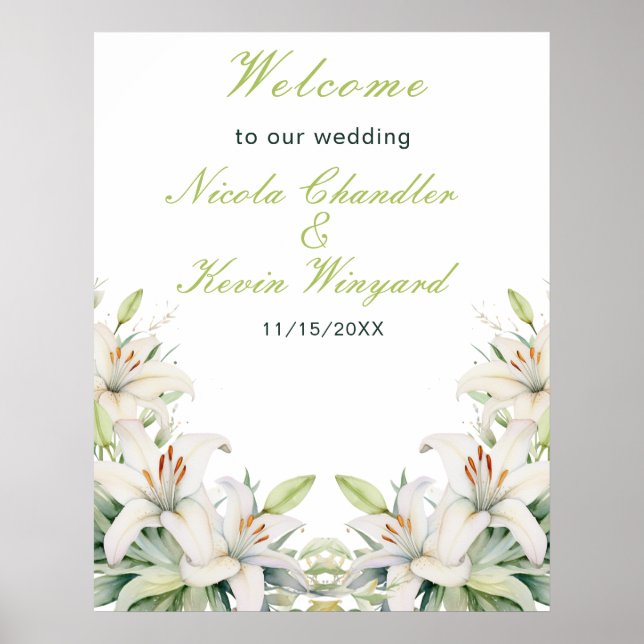 Poster Mariage de fleurs blanches (Devant)