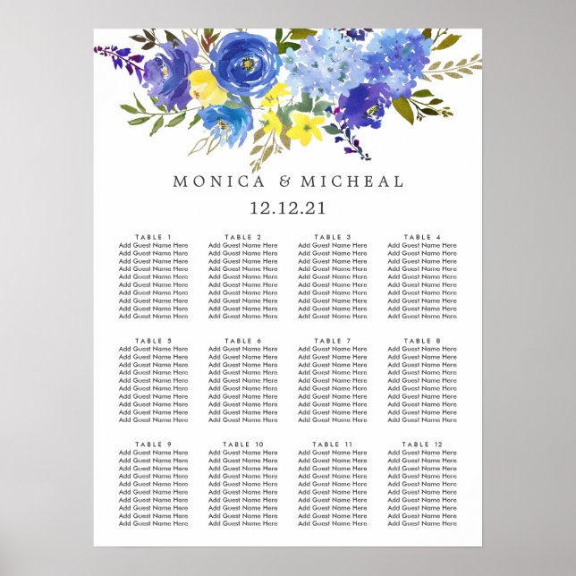 Poster Mariage de fleurs bleu clair (Devant)