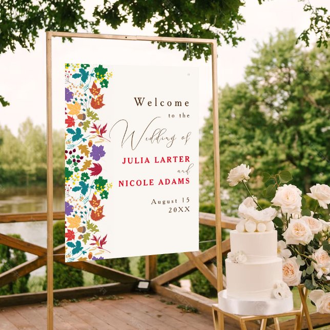 Poster Mariage de fleurs de prés pourpre jaune moutarde d (Créateur téléchargé)