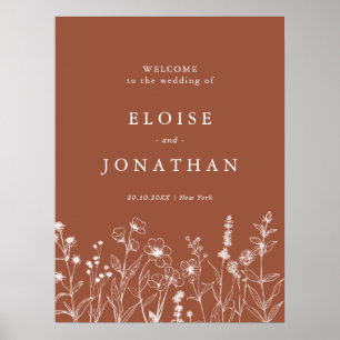 Poster Mariage de fleurs sauvages d'automne florales rust