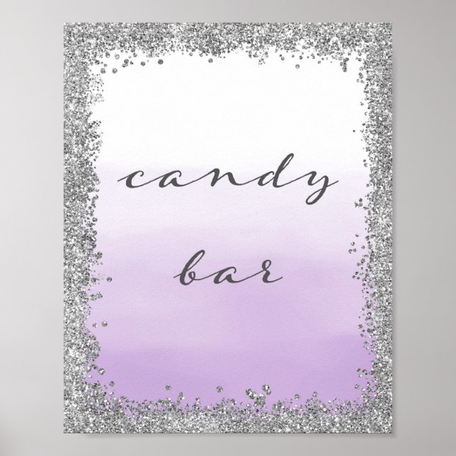Poster Mariage de la barre de bonbons en argent et (Devant)