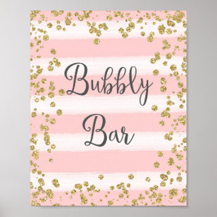 Poster Mariage de la barre de bulles rose et or Im