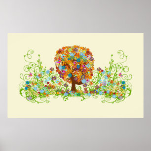 Poster Mariage de la branche côté forêt enchantée