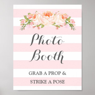 Poster Mariage de la cabine de photo Signal Fleurs roses 