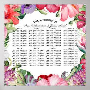 Poster Mariage de la couronne tropicale Hibiscus floral
