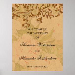 Poster Mariage de la feuille d'or et de la pivoine fanée