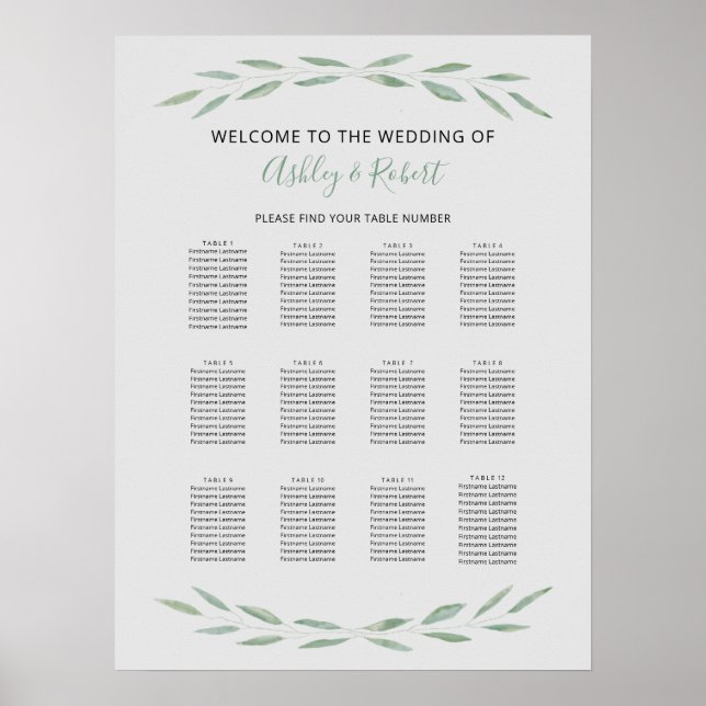 Poster Mariage de la verdure de l'âge, plan de siège, Bot (Devant)