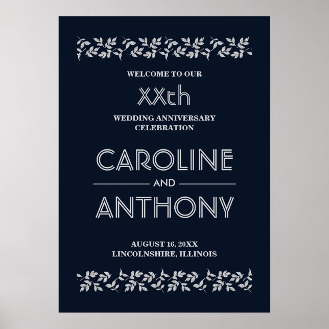 Poster Mariage de l'année de la marine Blue Silver Affich (Devant)