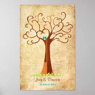 Poster Mariage de l'arbre d'empreintes digitales - Hearta