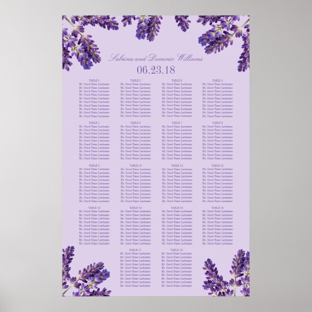 Poster Mariage de lavande violette Sprigs Floral (Devant)