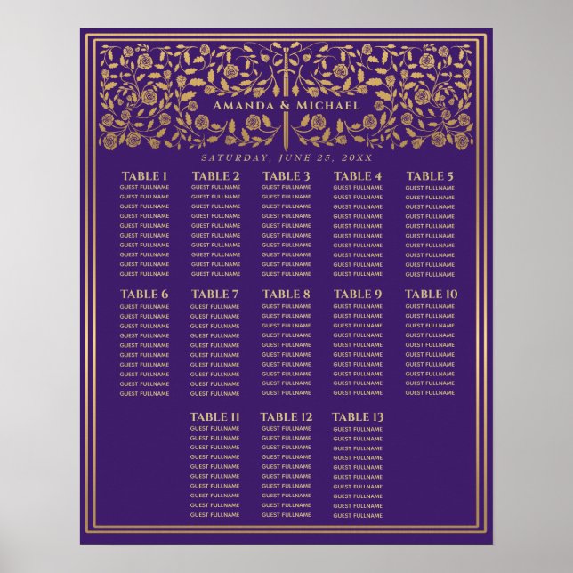 Poster Mariage de l'épée médiévale violette (Devant)