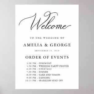 Poster Mariage de l'ordre des événements de bienvenue
