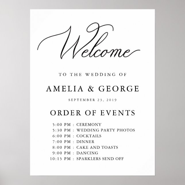 Poster Mariage de l'ordre des événements de bienvenue (Devant)
