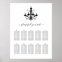 Mariage de lustre noir blanc carte de sièges