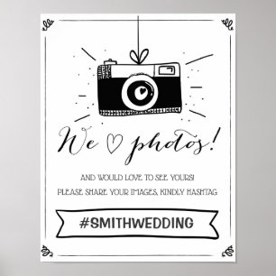 Poster Mariage de médias sociaux, signe de hashtag Photo 