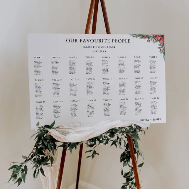 Poster Mariage de Noël - Modèle de la carte de siège (Christmas Wedding Seating Chart Template)
