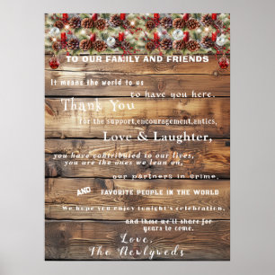 Poster Mariage de Noël Pin de Bois Rustique Ornements