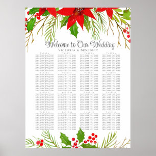 Poster Mariage de Noël Poinsettia Seating Chart